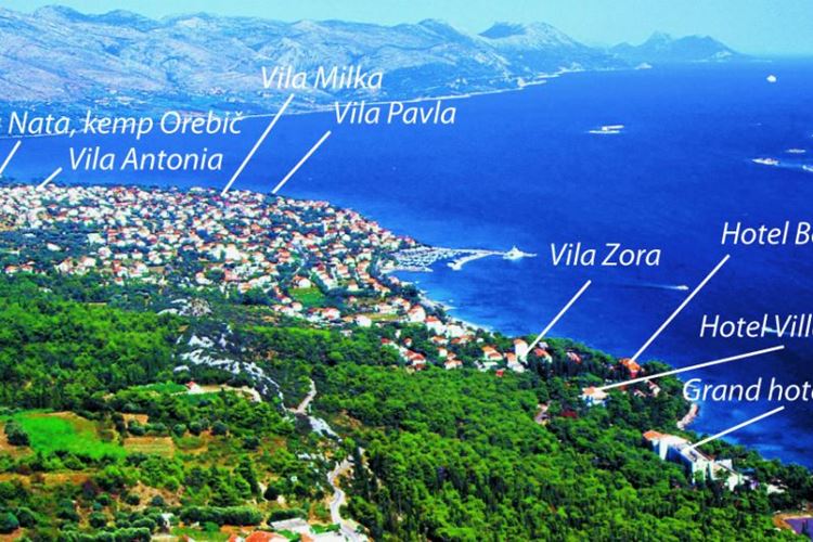 Chorvatsko - Jižní Dalmácie - Orebič - přehled kapacit