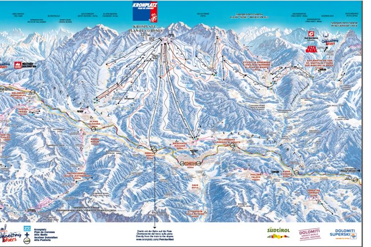 Itálie - Trentino - Kronplatz - mapa sjezdovek