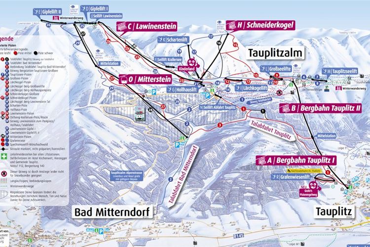 Rakousko - Tauplitz - mapa střediska